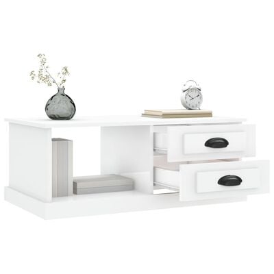 vidaXL Konferenční stolek bílý s leskem 90x50x35 cm kompozitní dřevo