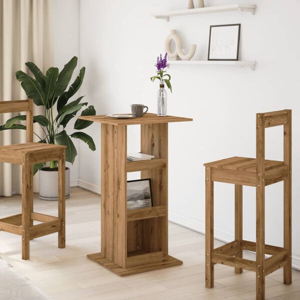 vidaXL Barový stůl s úložným prostorem dub artisan 60 x 60 x 102 cm
