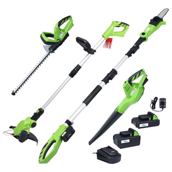 vidaXL 4d&iacute;ln&aacute; sada aku zahradn&iacute;ho n&aacute;řad&iacute; s nab&iacute;ječkou a bateriemi