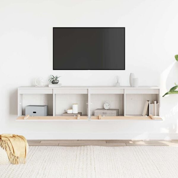 vidaXL Nástěnné skříňky 2 ks bílé 80 x 30 x 35 cm masivní borové dřevo