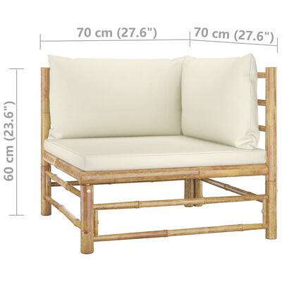 vidaXL 3dílná zahradní sedací souprava + krémově bílé podušky bambus