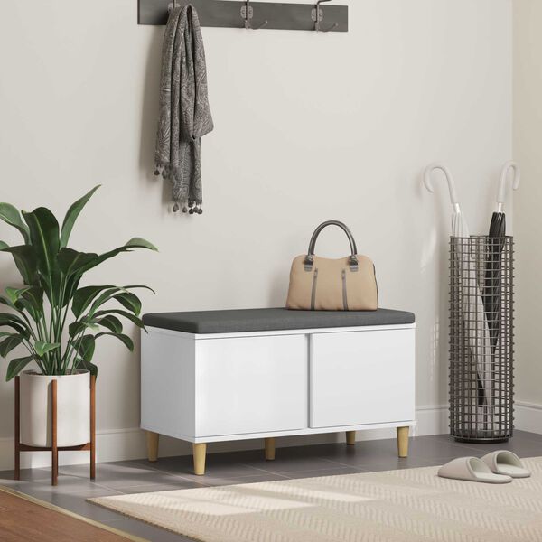 vidaXL Chodbičkov&aacute; lavice s pol&scaron;t&aacute;řem s &uacute;loži&scaron;těm B&iacute;l&aacute; 60 x 38 x 46 cm