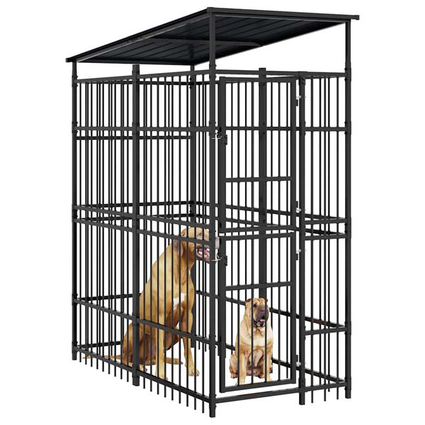 vidaXL Venkovn&iacute; ps&iacute; kotec se střechou ocel 1,84 m&sup2;