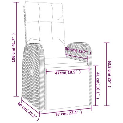 vidaXL Polohovací zahradní židle s poduškami 2 ks černé polyratan