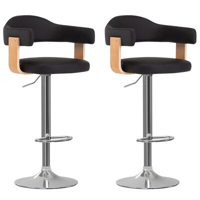 vidaXL Barové stoličky 2 ks černé ohýbané dřevo a umělá kůže