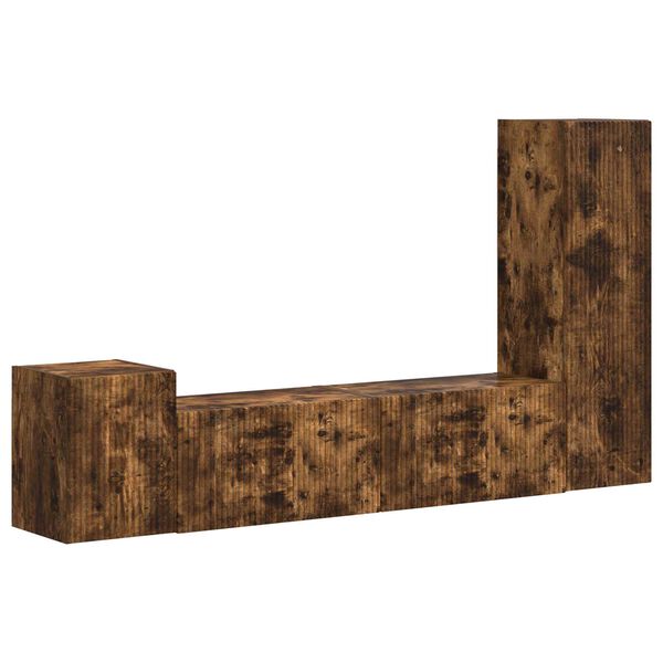 vidaXL Sestava TV skř&iacute;něk N&aacute;stěnn&yacute; 4 pcs Kouřov&yacute; dub kompozitn&iacute; dřevo