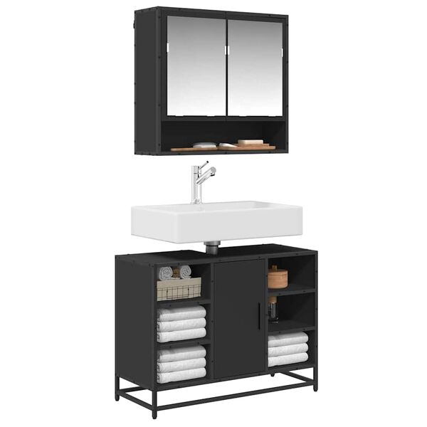 vidaXL Koupelnov&aacute; skř&iacute;ňka pod umyvadlo čern&aacute; 80 x 33 x 60 cm kompozit