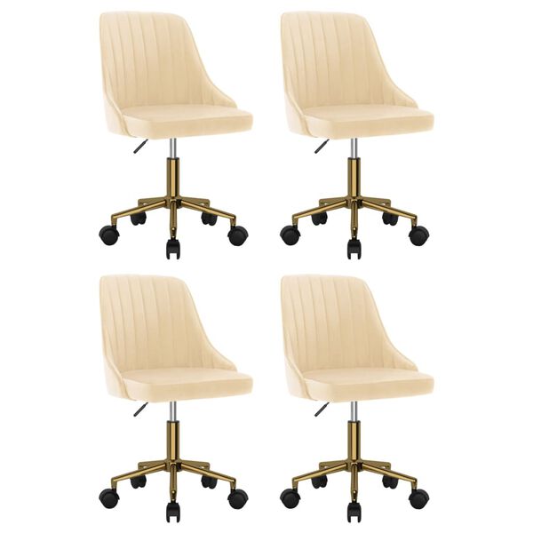 vidaXL Otočn&eacute; j&iacute;deln&iacute; židle 4 ks kr&eacute;mov&eacute; samet