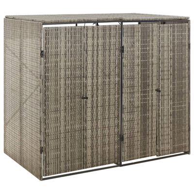 vidaXL Přístřešek na dvě popelnice šedý 140 x 80 x 117 cm polyratan