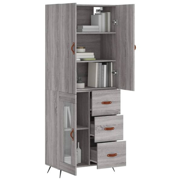 vidaXL Skř&iacute;ň highboard &scaron;ed&aacute; sonoma 69,5 x 34 x 180 cm kompozitn&iacute; dřevo