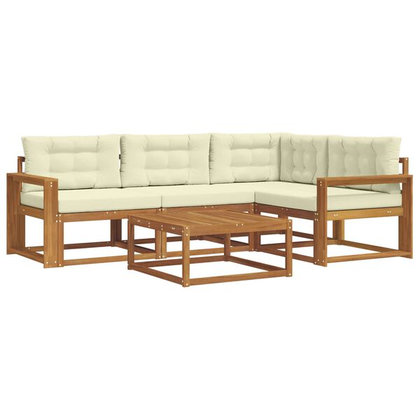 vidaXL Venkovn&iacute; pohovkov&aacute; souprava 5 pcs Přirozen&aacute; a Kr&eacute;mov&aacute;