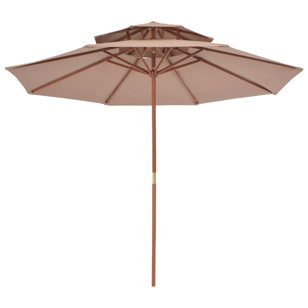 vidaXL Dvoupatrový slunečník s dřevěnou tyčí 270 cm barva taupe