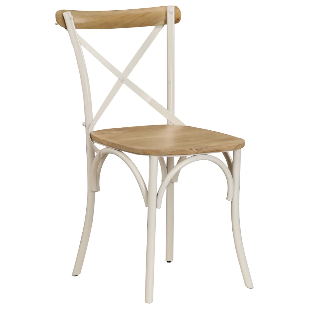 vidaXL Židle s křížem 4 ks bílé masivní mangovníkové dřevo