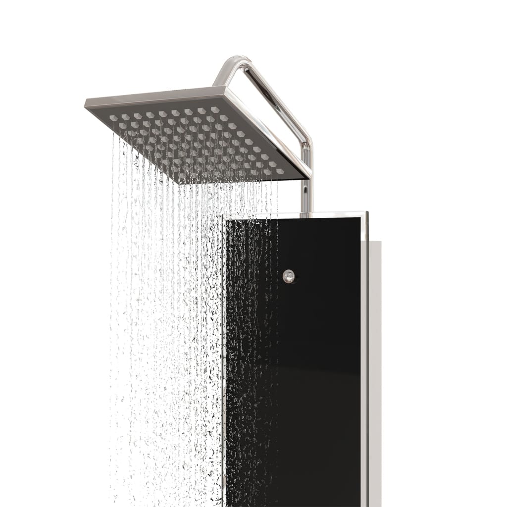 vidaXL Sprchový panel skleněný 18 x 45,5 x 130 cm černý