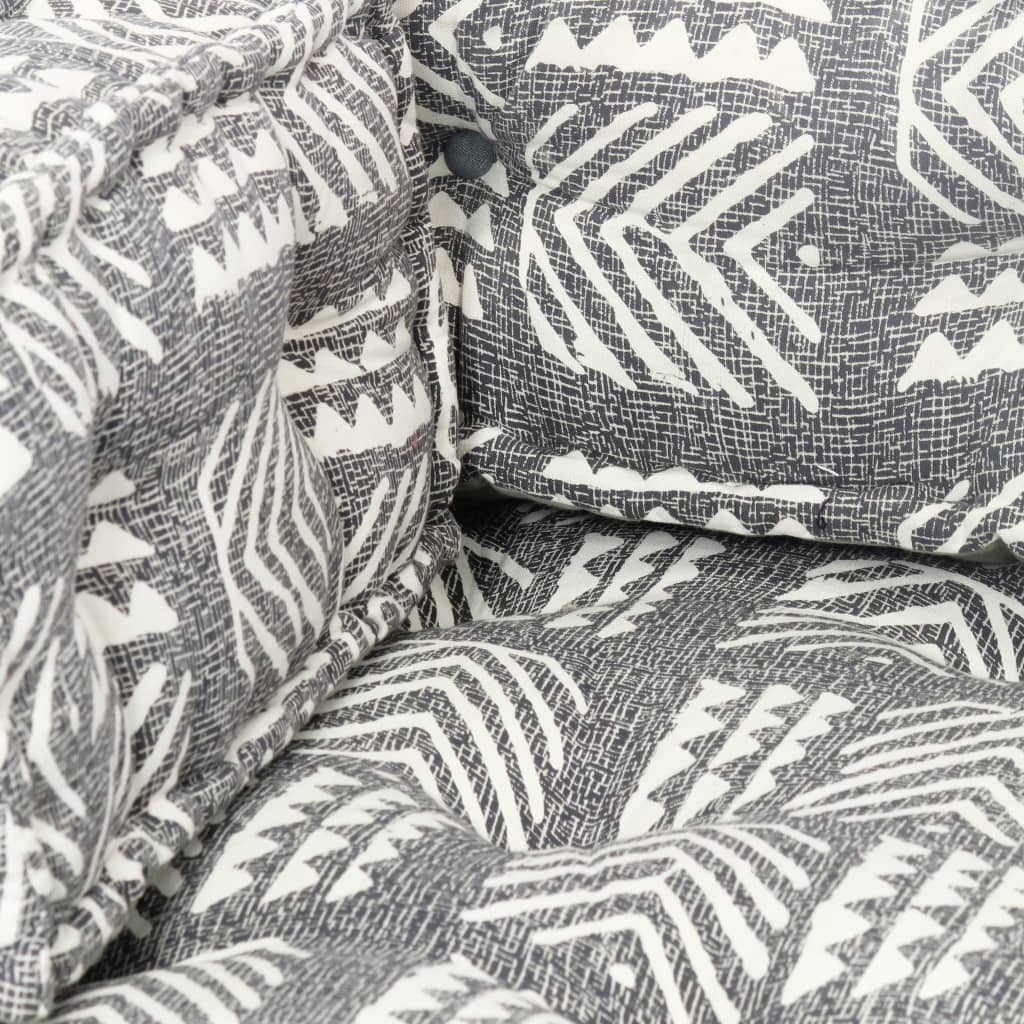 vidaXL Pouf šedý pruhovaný textil