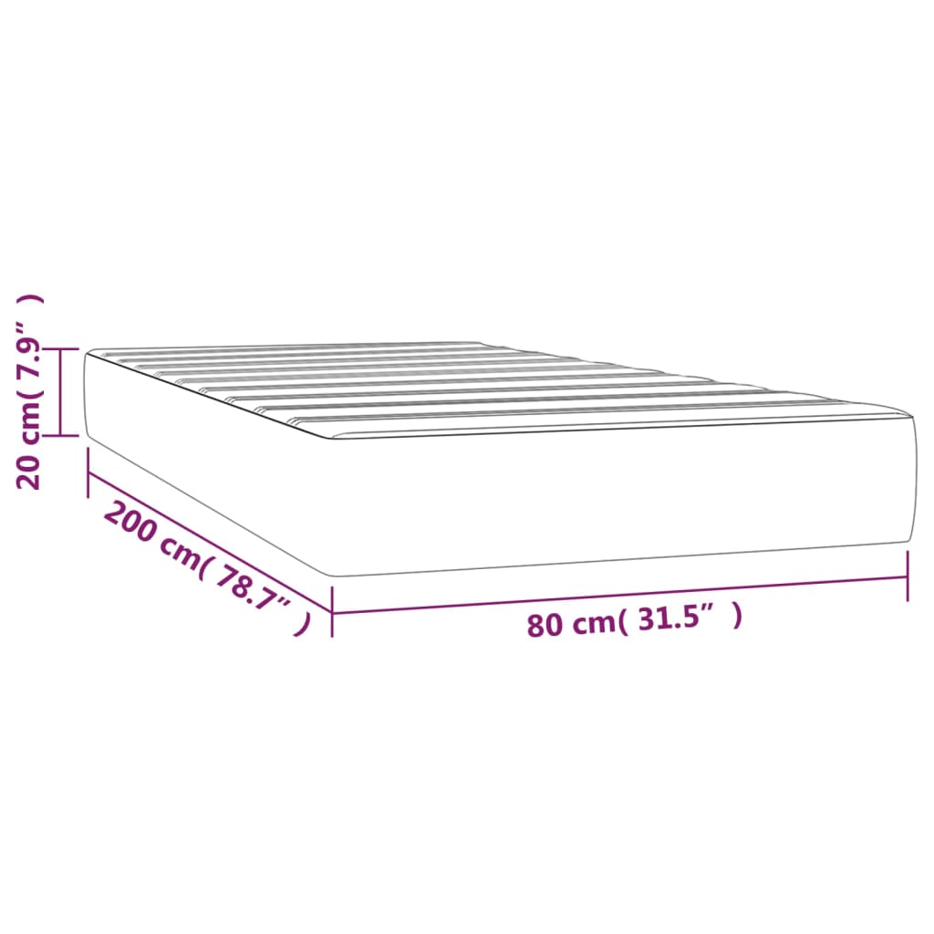 vidaXL Taštičková matrace bílá 80 x 200 x 20 cm umělá kůže