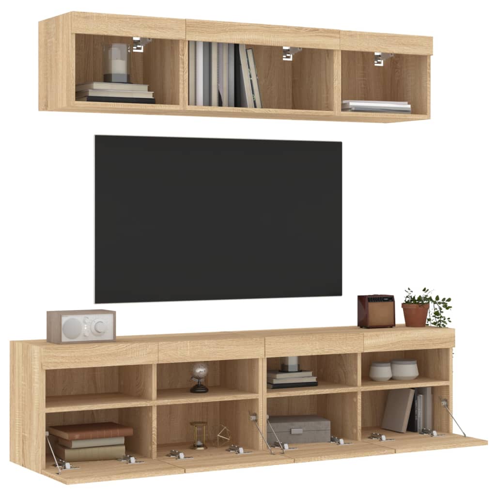 vidaXL 5dílná obývací stěna s LED dub sonoma kompozitní dřevo