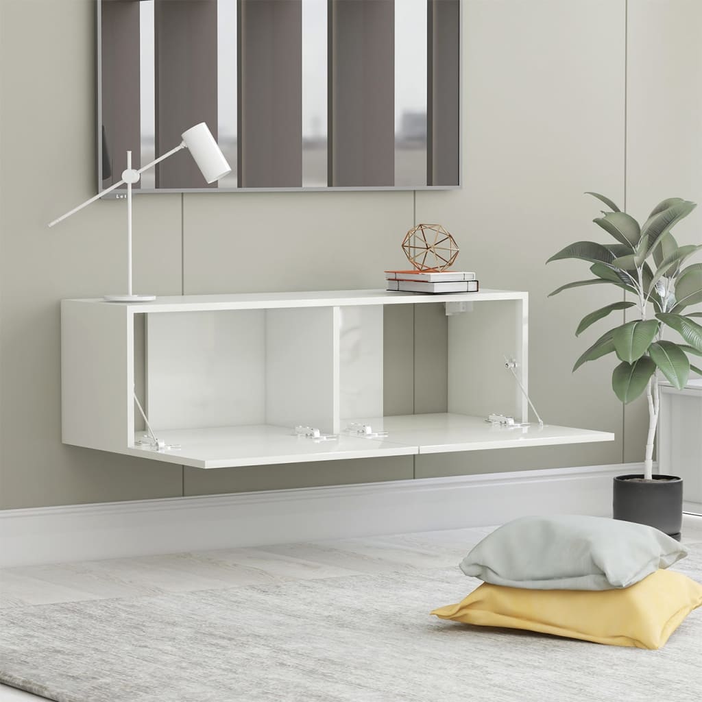 vidaXL TV stolek bílý s vysokým leskem 100 x 30 x 30 cm dřevotříska