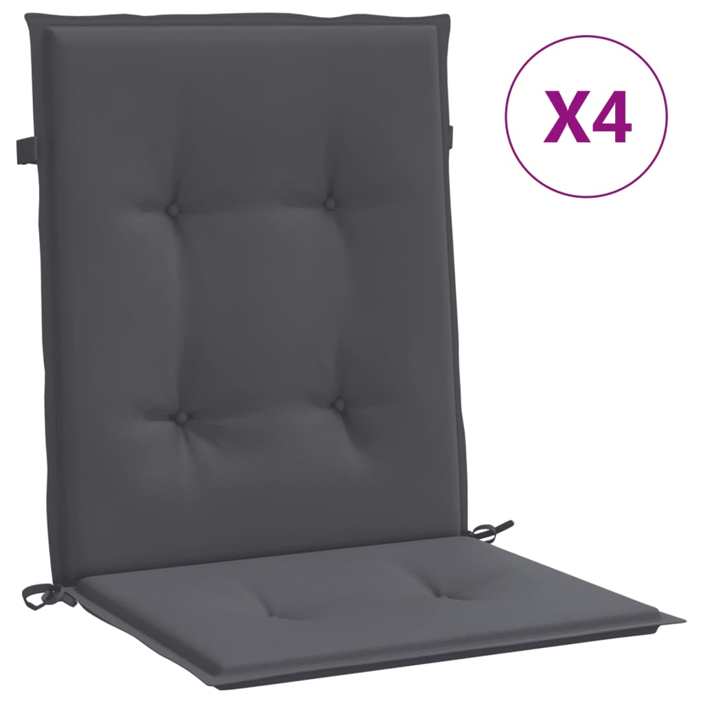vidaXL Podušky na židli nízké opěradlo 4 ks antracitové