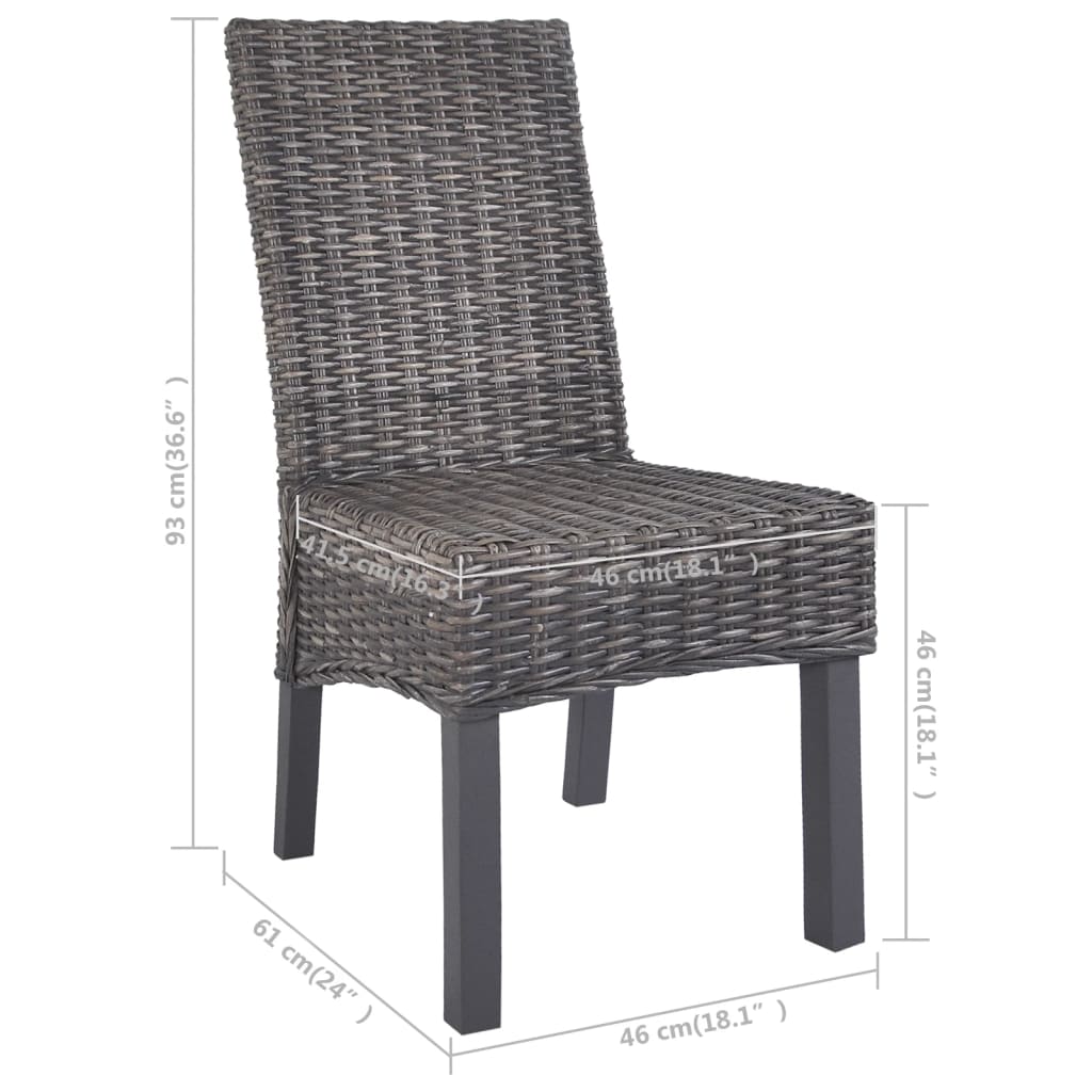 vidaXL Jídelní židle 2 ks hnědé ratan kubu a mangovníkové dřevo