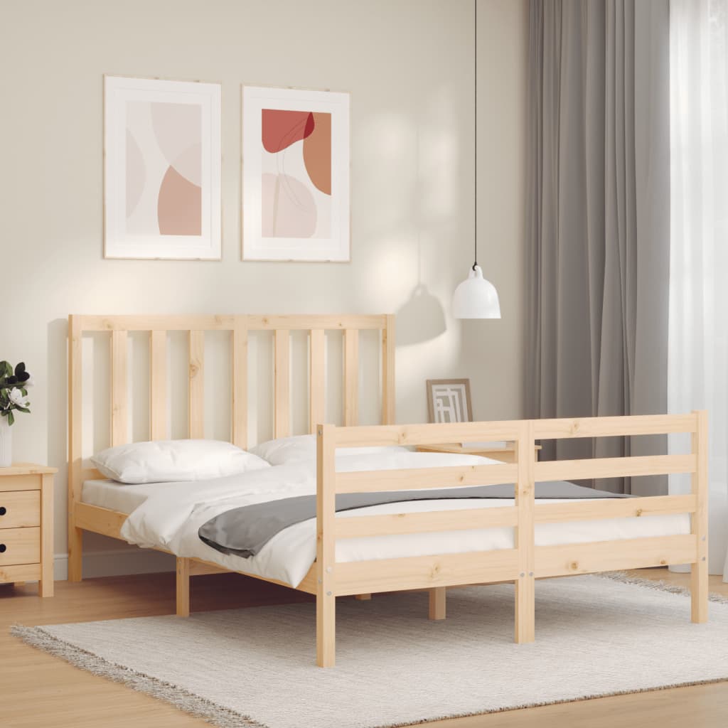 vidaXL Rám postele s čelem 140 x 200 cm masivní dřevo