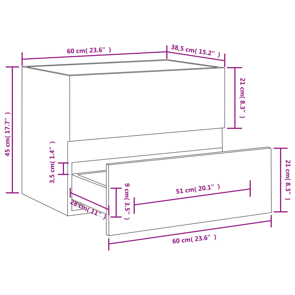 vidaXL Skříňka pod umyvadlo hnědý dub 60x38,5x45 cm kompozitní dřevo