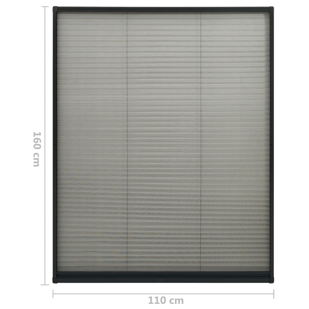 vidaXL Plisovaná okenní síť proti hmyzu hliník antracitová 110x160 cm