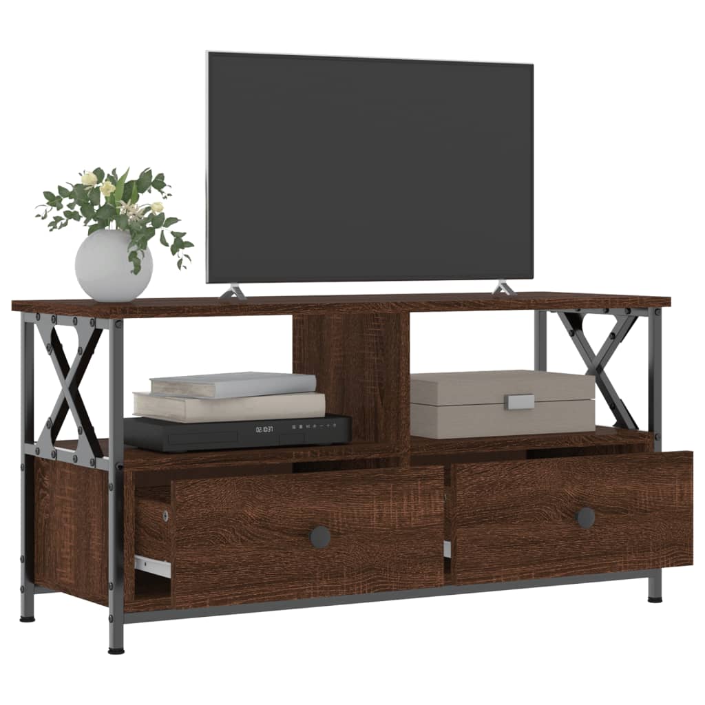 vidaXL TV skříňka hnědý dub 90 x 33 x 45 cm kompozitní dřevo a železo