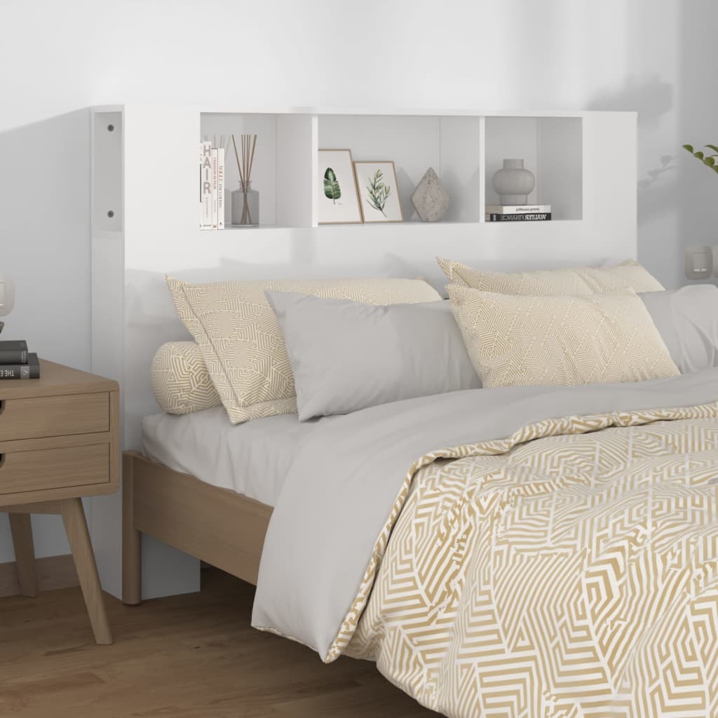 vidaXL Čelo postele s úložným prostorem lesklé bílé 140x18,5x104,5 cm