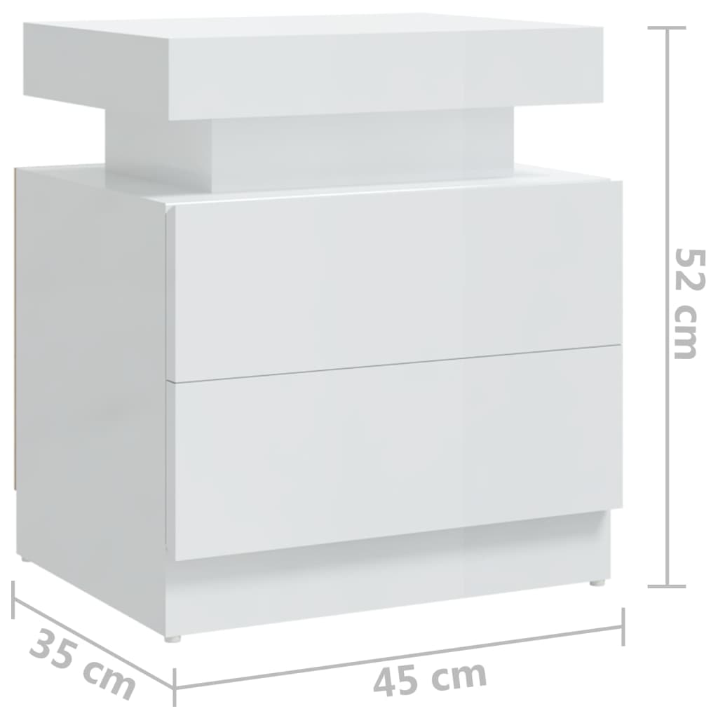 vidaXL Noční stolek bílý s vysokým leskem 45 x 35 x 52 cm dřevotříska