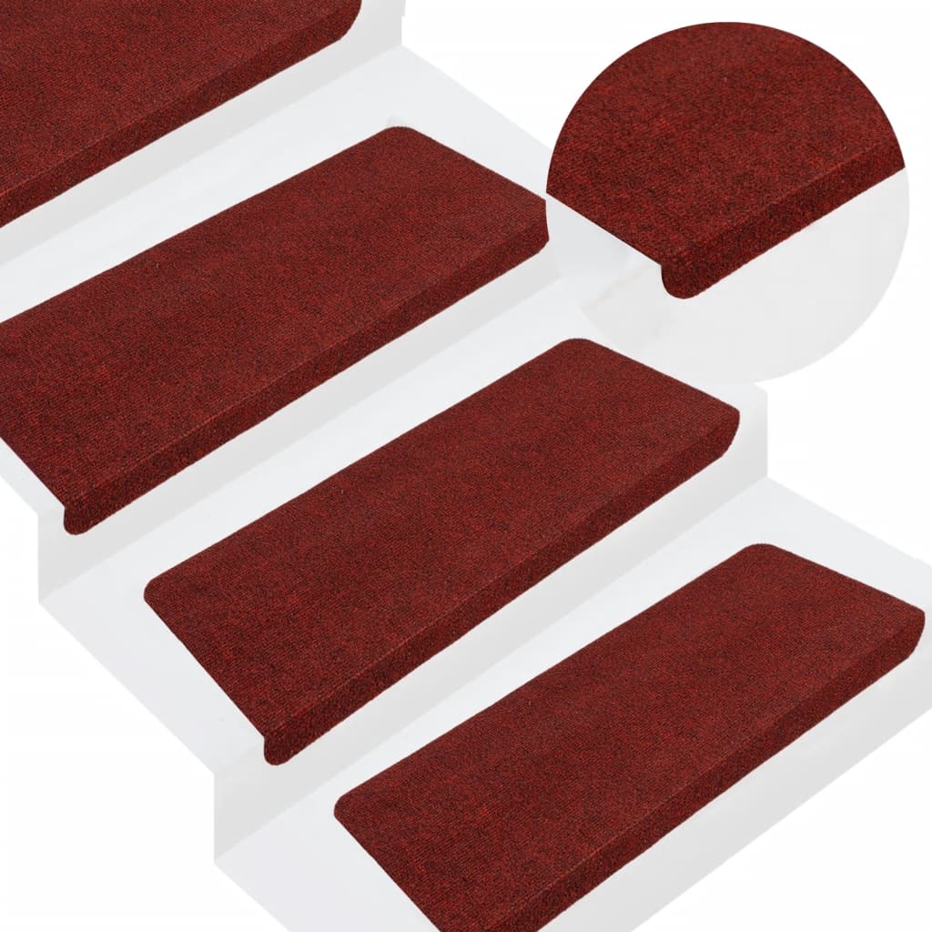 vidaXL Samolepicí nášlapy na schody 15 ks 65x24,5x3,5 cm červené