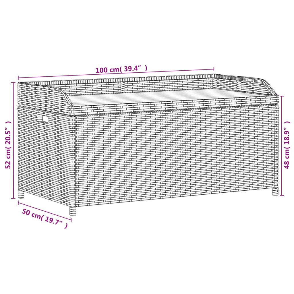 vidaXL Úložná lavice mix béžové 100 x 50 x 52 cm polyratan a akácie