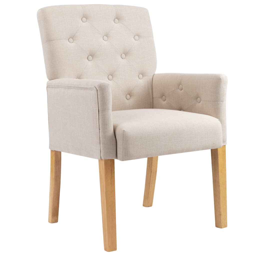 vidaXL Jídelní židle s područkami 2 ks béžové textil