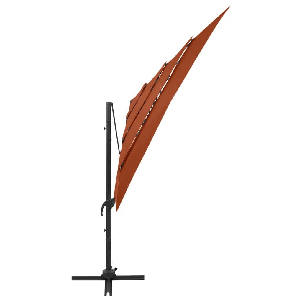 vidaXL 4stupňový slunečník s hliníkovou tyčí terakotový 250 x 250 cm