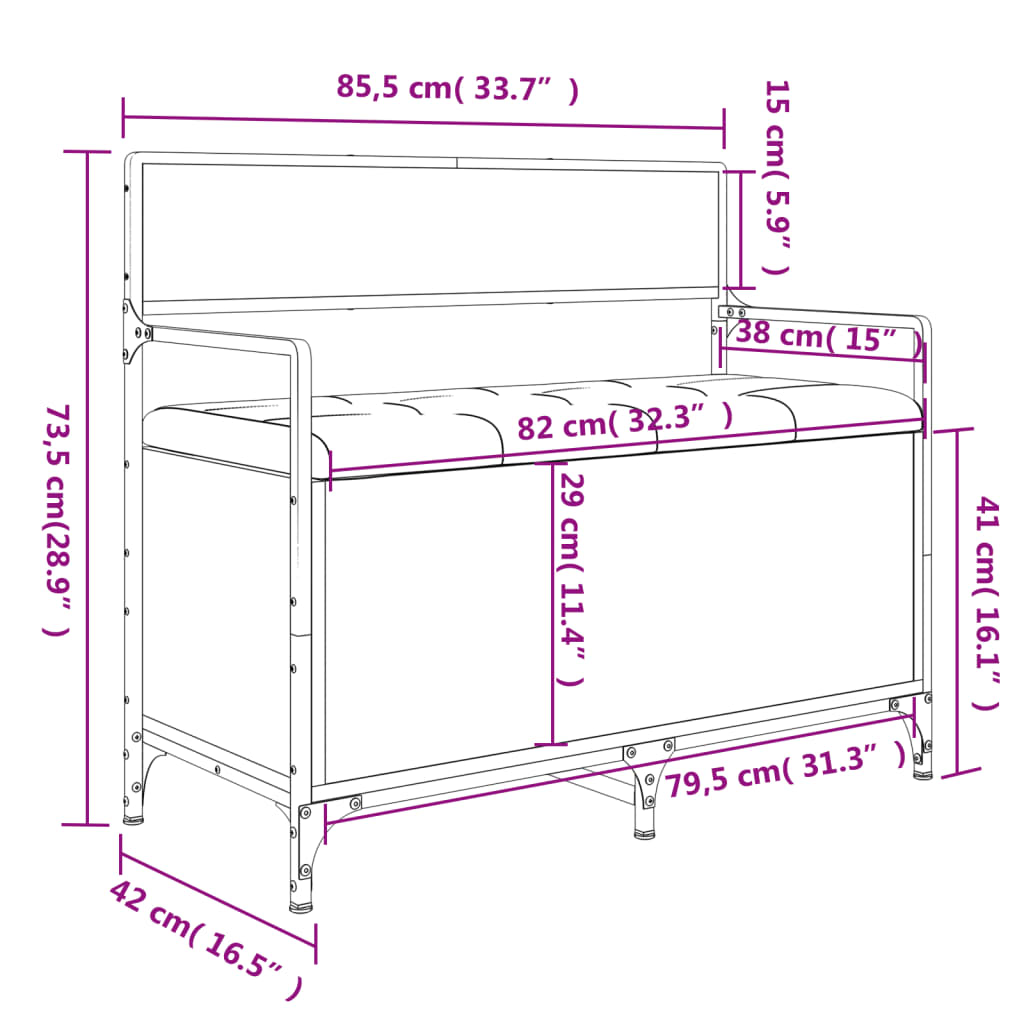 vidaXL Úložná lavice kouřový dub 85,5 x 42 x 73,5 cm kompozitní dřevo