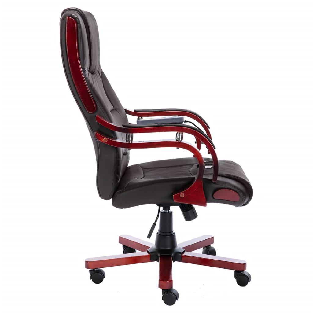 vidaXL Masážní kancelářská židle hnědá pravá kůže