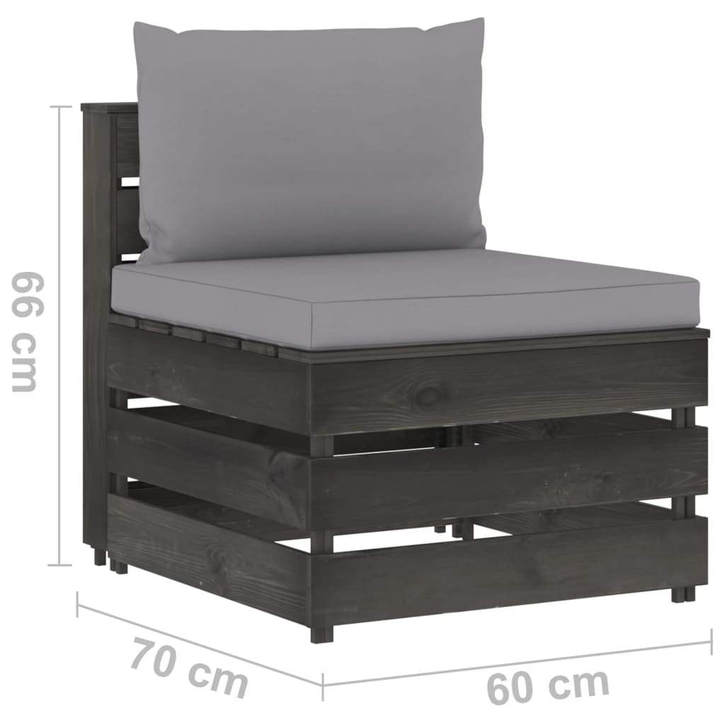 vidaXL 4dílná zahradní sedací souprava+podušky šedá impregnované dřevo