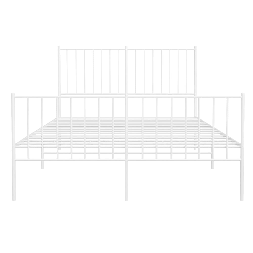 vidaXL Kovový rám postele s hlavovým a nožním čelem bílý 120 x 200 cm
