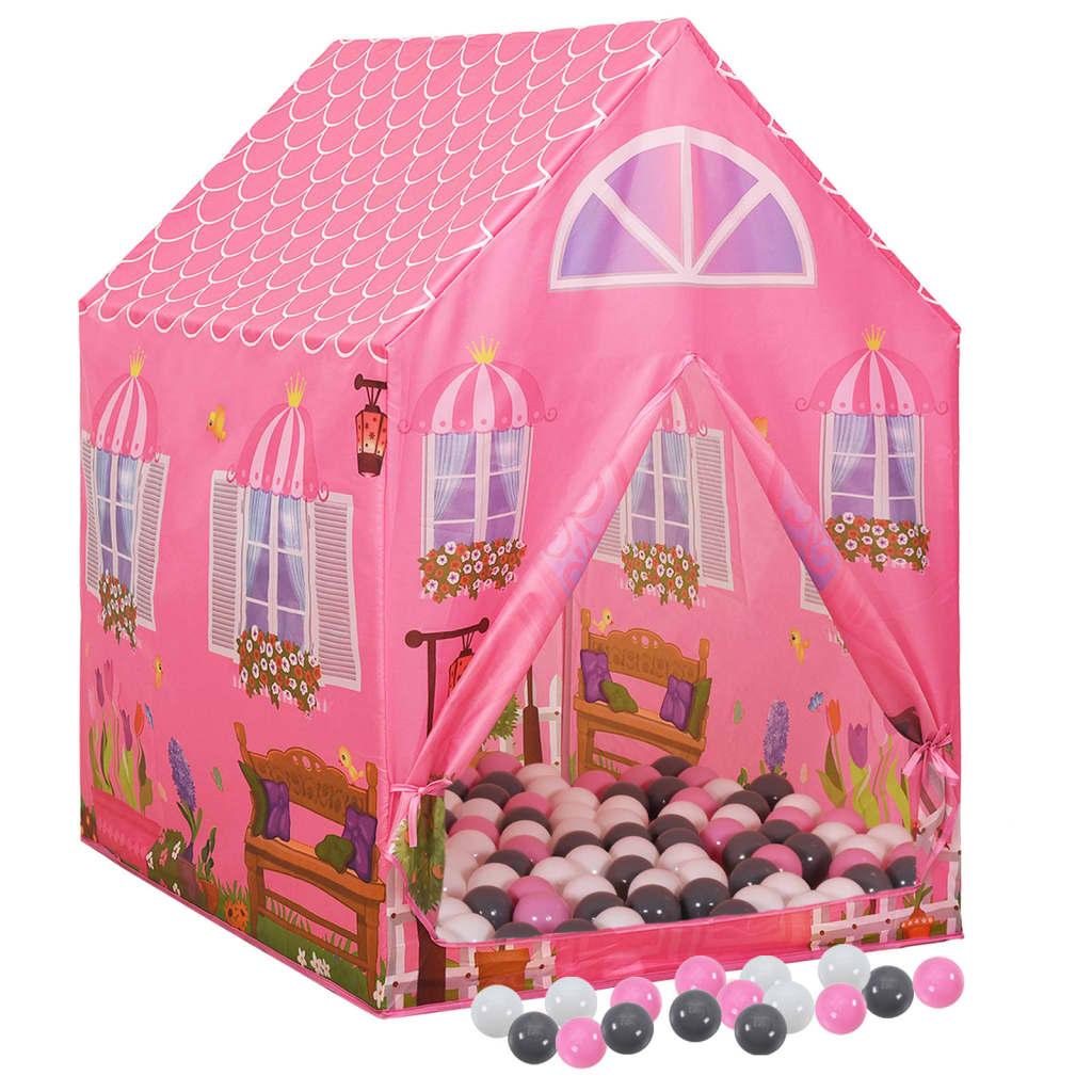vidaXL Dětský stan na hraní s 250 míčky růžový 69 x 94 x 104 cm