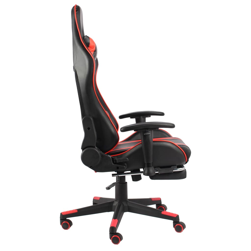 vidaXL Otočná herní židle s podnožkou červená PVC