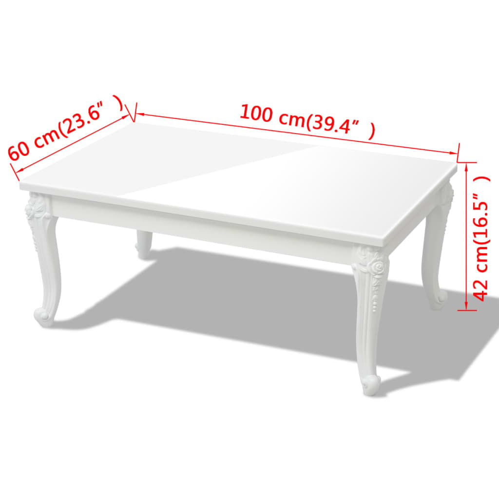 vidaXL Konferenční stolek 100x60x42 cm vysoký lesk bílý