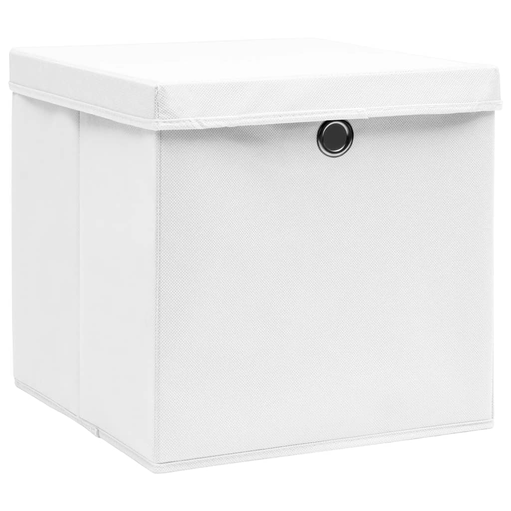 vidaXL Úložné boxy s víky 4 ks 28 x 28 x 28 cm bílé