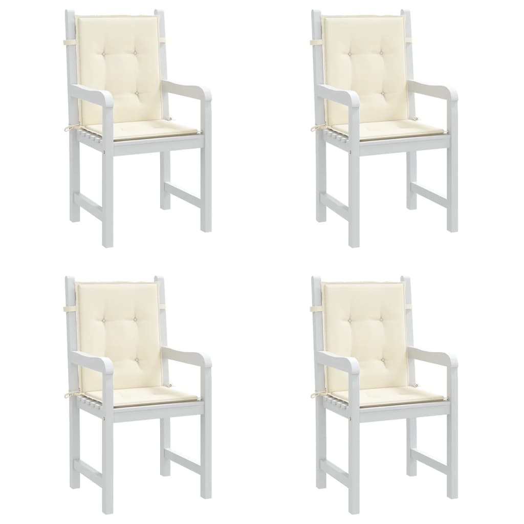 vidaXL Podušky na židli nízké opěradlo 4 ks krémové 100x50x3 cm oxford