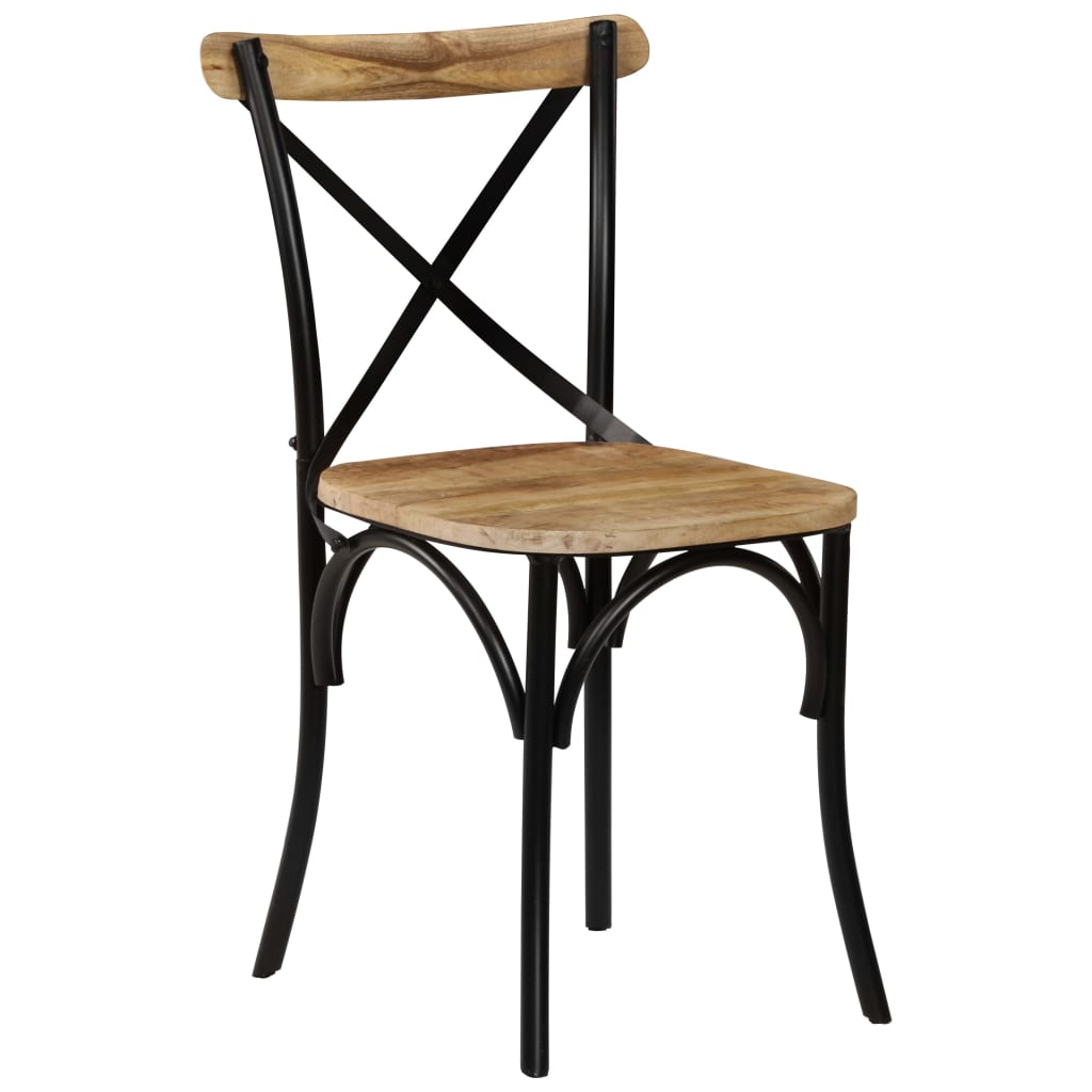 vidaXL Židle s křížem 6 ks černé masivní mangovníkové dřevo