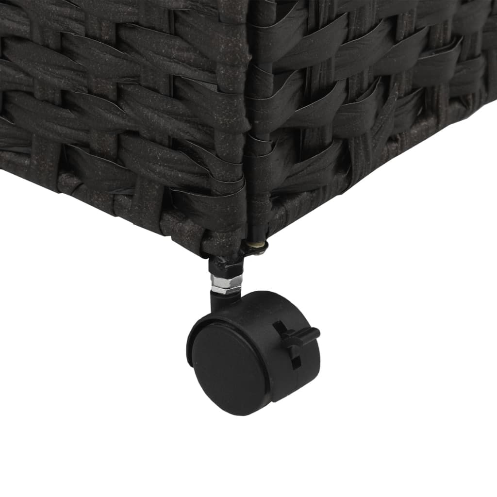 vidaXL Koš na prádlo s kolečky černý 60 x 35 x 60,5 cm ratan