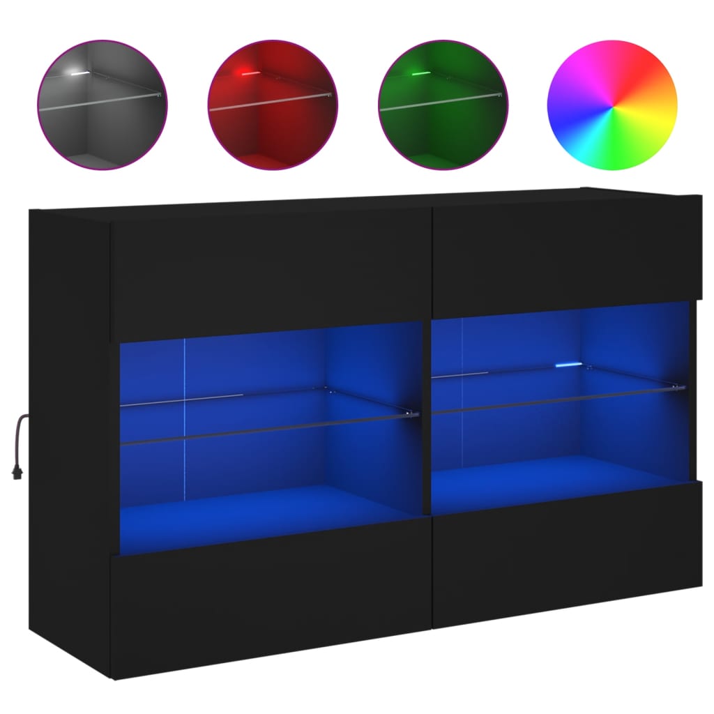 vidaXL Nástěnná TV skříňka s LED osvětlením černá 98,5 x 30 x 60,5 cm