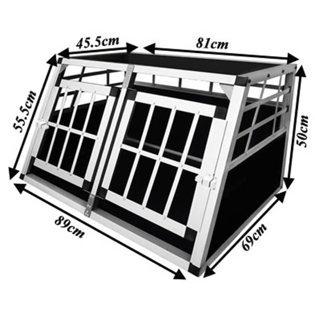 vidaXL Transportní box pro psy s dvojitými dvířka, velikost S, hliník