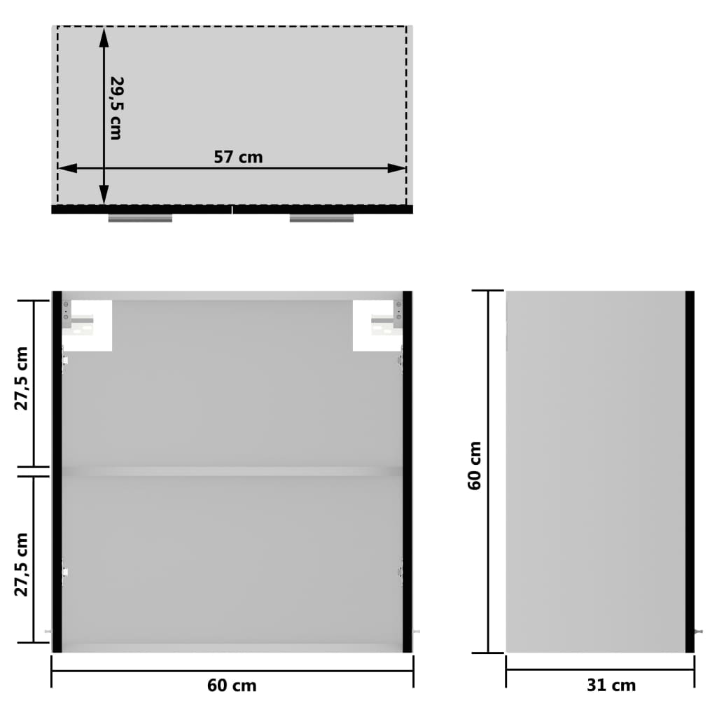 vidaXL Horní skříňka prosklená černá 60 x 31 x 60 cm dřevotříska
