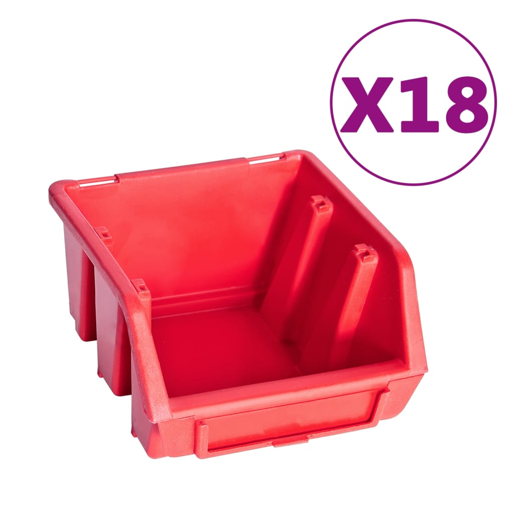 vidaXL 80dílná sada skladovacích zásobníků nástěnné díly červenočerná