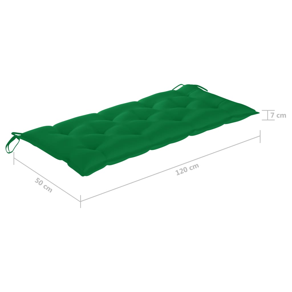 vidaXL Houpačka se zelenou poduškou 120 cm masivní teak